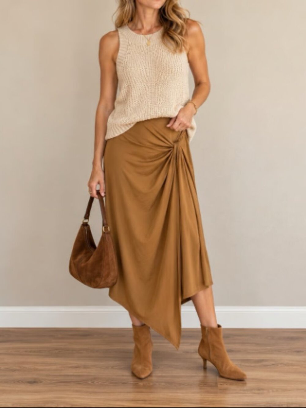 Nine West cream sleeveless knit tank top M